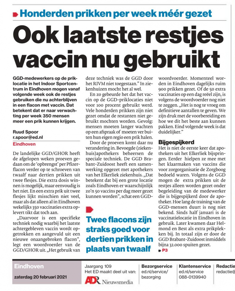 Printscreen Eindhovens Dagblad